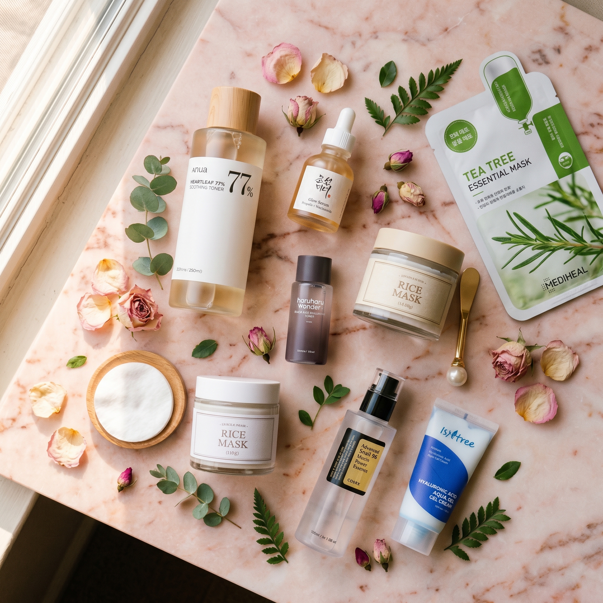 Skincare flat-lay
